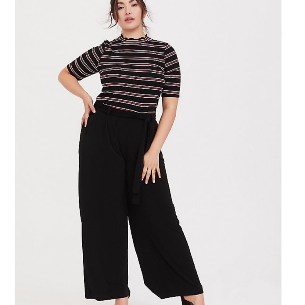 BLACK STUDIO KNIT TIE FRONT WIDE LEG PANT